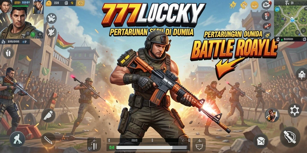 Screenshot gameplay Battle Royale 777LUCKY yang penuh aksi.