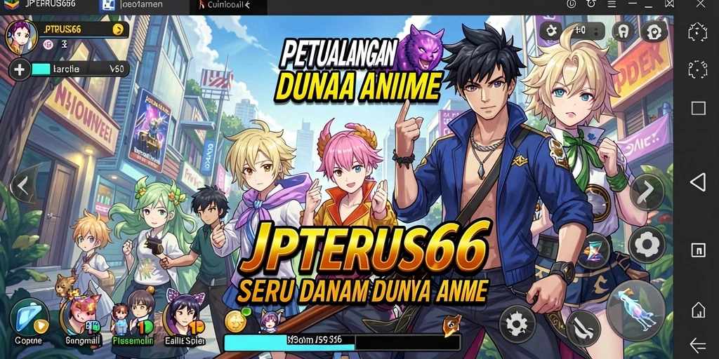 Tampilan menawan dari gameplay JPTERUS66 dengan karakter anime yang menarik.