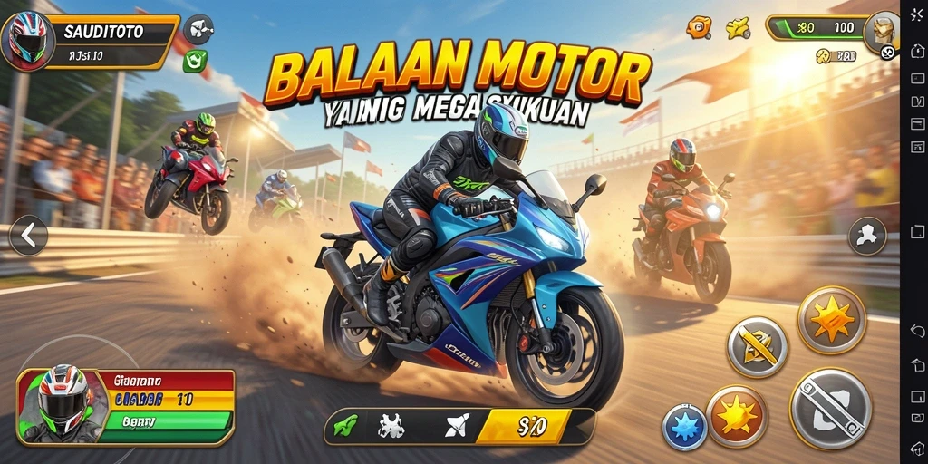 Tampilan gameplay seru dari SAUDITOTO saat balapan di lintasan.